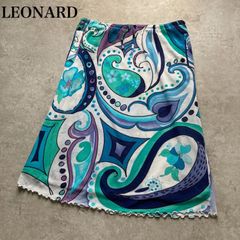 レオナール カンカン素材 大きいサイズ2XL 花柄ボーダー フレア