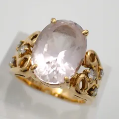新品仕上げ済 田崎真珠 タサキ TASAKI 9号 クンツァイト 6.66ct ダイヤモンド ダイヤ 0.22ct リング K18 750 指輪 透かし デザインジュエリー 大粒 ピンク イエローゴールド 5023のサムネイル