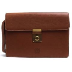 ロエベ LOEWE セカンドバッグ クラッチバッグ アナグラム レザー 茶色