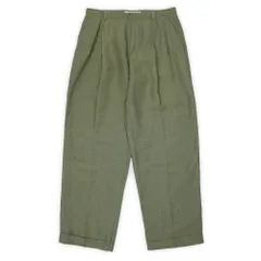 バナナリパブリック Banana Republic 90s 90年代 2タック トラウザー バナリパ リネン×レーヨン 旧タグ 珍品 USA ヴィンテージ アメリカ 古着 パンツ オリーブグリーン系 チェック柄 W34 L32【中古】のサムネイル