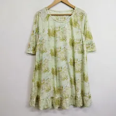 新品タグ付き franche lippee フランシュリッペ 半袖 チュニック ワンピース フレア 総柄 馬車 レース メルヘン グリーン系 3L 大きいサイズ G10のサムネイル
