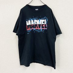 MARVEL 마블 반소매 프린트 T 셔츠 데카 로고 페인트 프린트 블랙 블랙 XL 사이즈 헌 옷 ​​[가격 인하 협상 OK!]