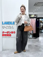 LAKOLE ラコレ デニムパンツ L ブラック フルレングス 無地 ワイド・ルーズ ストレート レギュラー ヴィンテージ レディースのサムネイル