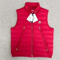 MONCLER モンクレール ダウンベスト 赤 男女 ジレ 軽量 ロゴワッペン