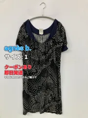 agnès b. アニエスベー チュニック 1 ブラック ドット柄 ショート・ミニ丈 半袖 レディースのサムネイル
