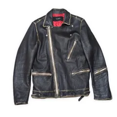 nano universe ナノユニバース シープスキン ダブルライダースジャケット キルティングライナー JKT 皮革 羊革 メンズ Lのサムネイル