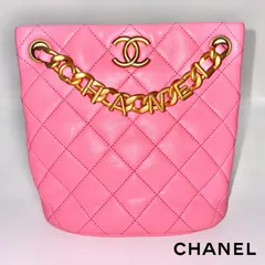 CHANEL シャネル マトラッセ ラムスキン バケットバッグ レターチェーン ランダムプレート ゴールドカラー ピンク ★美品★★袋付★のサムネイル