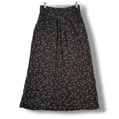 agnes b. アニエスベー グラフィックプリント ドレープスカート ロング マキシ丈 花柄 フラワー サテン 光沢 黒 ブラック 38 レディース 春 ゴーゴー古着マルイ北千住店 22 No.2622のサムネイル