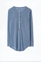 (新品) ZADIG&VOLTAIRE ザディグ・エ・ヴォルテール 7分 ブルー Tシャツのサムネイル