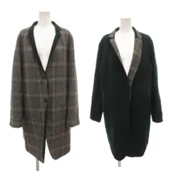 ケーティー キヨコ タカセ  K.T KIYOKO TAKASE リバーシブル チェスターコート11 グレー 深緑 ダークグリーン チェック柄 カシミヤ混 /NU ■ECF006のサムネイル