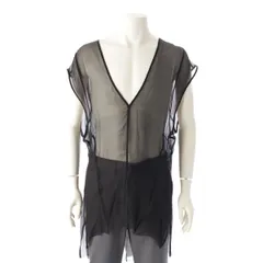 リックオウエンス 22SS KUNTROL TOP V NECK シルク Vネック シースルー タンクトップ トップス カットソー RR01B1122-S ブラック 50【中古】のサムネイル
