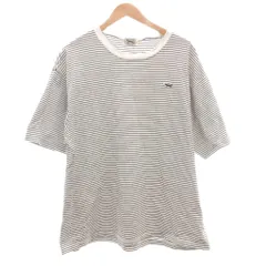 タウンクラフト TOWNCRAFT Tシャツ L 白 ホワイト 灰色 グレー ストライプ柄 クルーネック 半袖 /SC ■ECB005のサムネイル