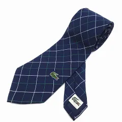 ラコステ LACOSTE LA CHEMISE LACOSTE グラフチェック シルク ネクタイ ネイビー 紺 菱屋 日本製のサムネイル