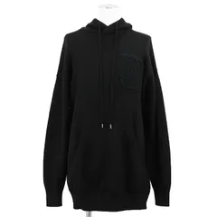 【美品】BURBERRY LONDON バーバリーロンドン ニット パーカー BURLTON Hoodie バールトン フーディー サイズ S メンズ ロゴ エンブロイダリー 刺繍 オーバーサイズ ロングスリーブ トップス ブラック 黒 イタリア製のサムネイル