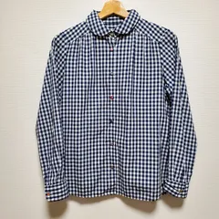 parkes パークス ギンガムチェック 丸襟 シャツ マルチボタン 綿 サイズ Mのサムネイル