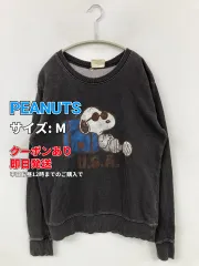 PEANUTS ピーナッツ スウェット M ブラック コットン スウェット 前面プリント ワンポイント 長袖 レディースのサムネイル