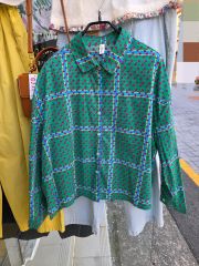新品タグ付き】マルニ / ドット柄 長袖シャツ ピンク×グリーン38