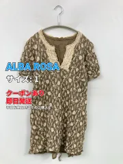 ALBA ROSA アルバローザ チュニック 1 ブラウン 半袖 花柄・ボタニカル柄 レース 刺繍 リボン コットン リネン・麻 ショート・ミニ丈 レディースのサムネイル