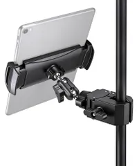ipad ホルダー マイクスタンド タブレット マイクスタンド 調節可能タブレットスタンド 自転車/バイク/トレッドミルなどに 4.7～13.5インチのタブレット スマホに対応 適用 iPad Pro 12.9/Air/Mini Galaxy Tab iPhoのサムネイル