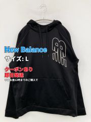 New Balance ニューバランス パーカー L ブラック 前面プリント ブランドロゴ プルオーバー 長袖 メンズ