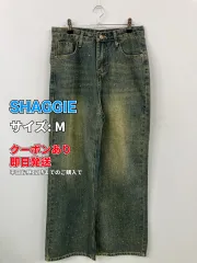 SHAGGIE シャギー デニムパンツ M ブルー フルレングス ビジュー ワイド・ルーズ ストレート レギュラー ヴィンテージ レディースのサムネイル