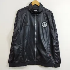 Hummel ヒュンメル トラックジャケット ジャージ 光沢 サイド サイドライン ドクロ スカルロゴ スポーツ Y2K ブラック XO G51のサムネイル