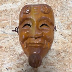 美品】翁面 能面 翁 木彫り 飾り面 壁掛け 魔除け 伝統工芸 お面