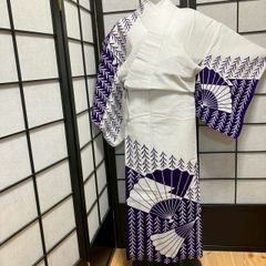 浴衣 ゆかた Sサイズ 白✖ネイビー✖黒 浴衣単品販売 花火 イベント