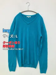 imp インプ ニット/セーター L ブルー ウール・ニット 無地 ミドル丈 長袖 Vネック メンズのサムネイル
