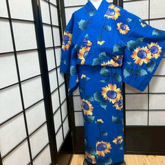 着物リメイク 浴衣リメイク 赤いひまわり ブラウス 前あき スタンド 