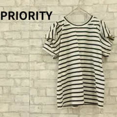 PRIORITY ボーダー 半袖Tシャツ フリルスリーブ 古着のサムネイル