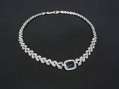 BALMAIN バルマン ラインストーン ネックレス アクセサリー レディース シルバー系×ブルー系 DP0081のサムネイル