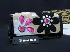 ■極美品■ Think Bee! シンクビー！ マーガレット2 キャンバス×パテントレザー 二つ折り 長財布 ウォレット  ベージュ系 DP0138のサムネイル