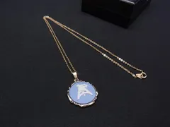 ■美品■ WEDGWOOD ウェッジウッド ジャスパー カメオ ネックレス ペンダント アクセサリー ゴールド系×ライトブルー系 DP0363のサムネイル