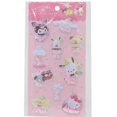 【新品】サンリオキャラクターズ シェイカーステッカーズ クロミ シナモロール ポチャッコ ポムポムプリン パフェスイーツ ぷっくり 立体 スパンコール シールのサムネイル