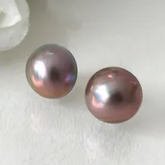 220【タサキ】K18 マベパール　約13.3mm ピアスのサムネイル