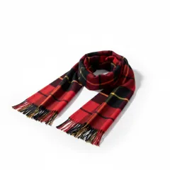 31g2 Johnstons of Elgin ジョンストンズ オブ エルガン 英国製 チェック柄 カシミヤマフラー レッド ブラック イエロー カシミア100％u02tのサムネイル