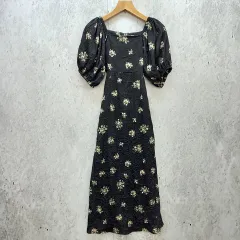 styling/ スタイリング ワンピース 花柄 スクエアネック ギャザー ショルダー ブラック サイズ0 ◎、□〇☆のサムネイル