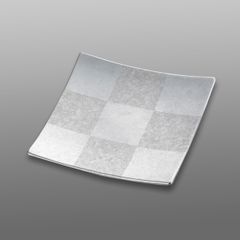 市松　スクエアプレート(S)(銀)  箔一(HAKUICHI) 日本伝統工芸品