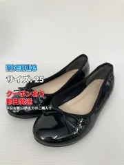 menue メヌエ バレエシューズ 25 ブラック エナメル 無地 リボン ラウンドトゥ レディースのサムネイル
