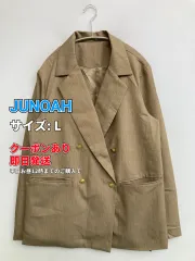 JUNOAH ジュノア テーラードジャケット L ベージュ 無地 ミドル丈 フードなし ダブル レディースのサムネイル