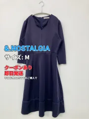 &.NOSTALGIA アンドノスタルジア ワンピース M ネイビー 無地 長袖 ひざ丈 フレア レディースのサムネイル