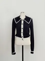 24SS Thom Browne トム・ブラウン コントラスト ポインテル セーラー カラー ニットのサムネイル