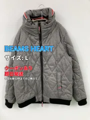 BEAMS HEART ビームスハート ブルゾン L グレー 合成皮革/人工皮革 無地 ワンポイント ブランドロゴ キルティング ショート丈 フードあり ジップアップ メンズのサムネイル