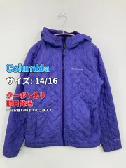 Columbia コロンビア ブルゾン 14/16 パープル ジップアップ フードあり 無地 ブランドロゴ キルティング ナイロン ミドル丈 レディースのサムネイル
