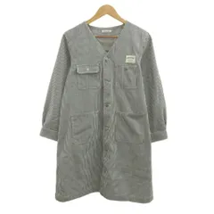 オリーブデオリーブ OLIVE des OLIVE ワークコート M 紺 ネイビー 白 ホワイト ストライプ柄 Vネック 長袖 /NP ■ECB006のサムネイル