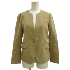 グリーンレーベルリラクシング ユナイテッドアローズ green label relaxing ノーカラージャケット 上着 絹 シルク 36 ベージュ 長袖 シングルブレスト /NP ■ECA006のサムネイル