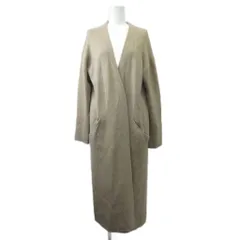 グリーンレーベルリラクシング ユナイテッドアローズ green label relaxing ノーカラーコート ガウンコート アウター ウール混 アンゴラ混 カシミヤ混 アルパカ混 ロング Vネック ベージュ /XZ ■GY70のサムネイル