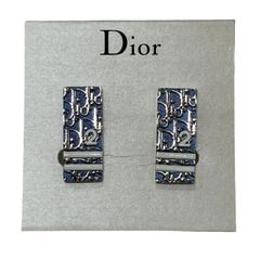 DIOR トロッター ピアス プレート 2 両耳 NO.2 ネイビー系 未使用