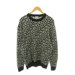 ケンゾー KENZO 総柄 ロゴ ニット セーター プルオーバー コットン L  黒 ブラック 白 ホワイト /CX ■OSのサムネイル